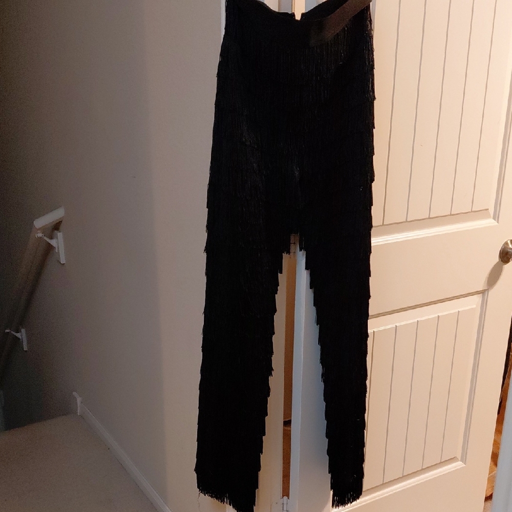 AKIRA Black Fringe Jumpsuit Pants